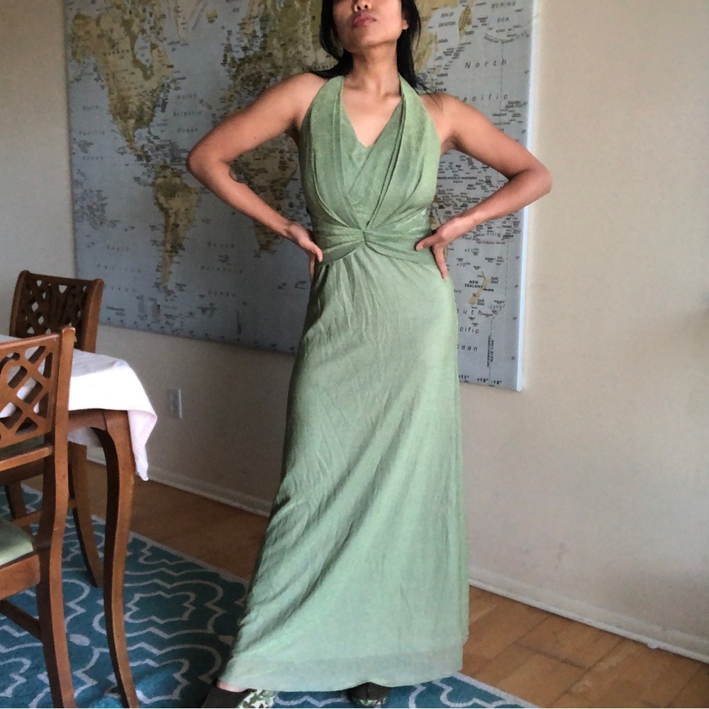 Vintage 1990s Y2K Glam Shimmer Prom Halter Dress